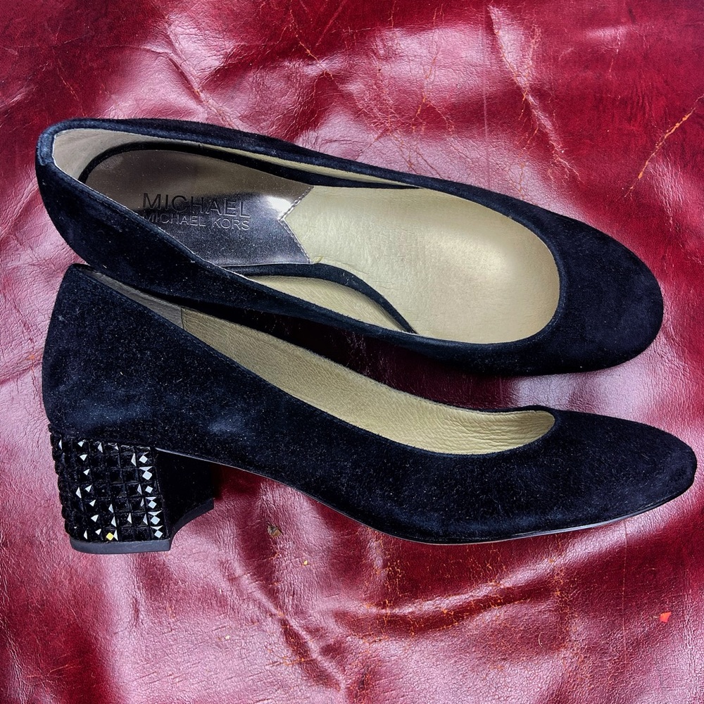Black Stud Michael Kors Suede Leather Heels Size 9M